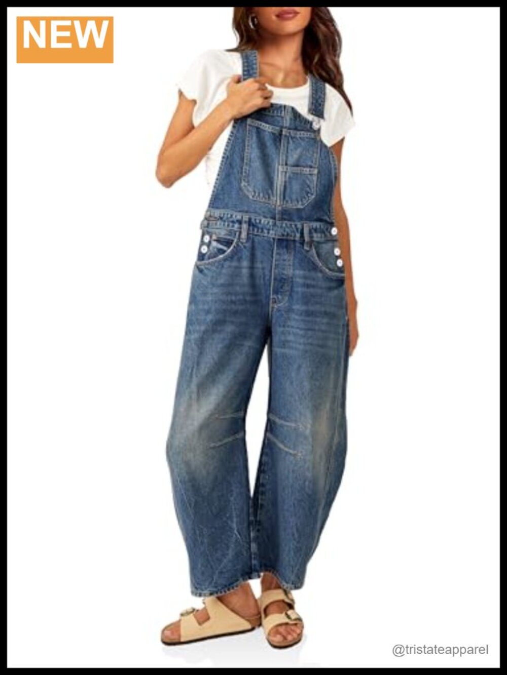 Womens Denim Bib Overalls Barrel Leg Adjustable Strap Cotton Blend Loose Fit